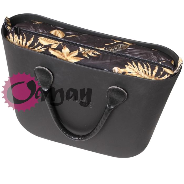 organizer do OBAG STANDARD welur liście czarno-złoto-grafit wkład OMAY