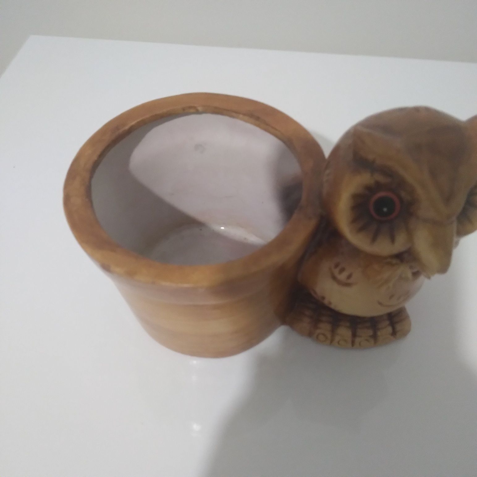 Donica, osłonka z sową ceramiczna