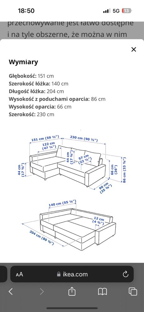 Narożnik Ikea w stanie bardzo dobrym