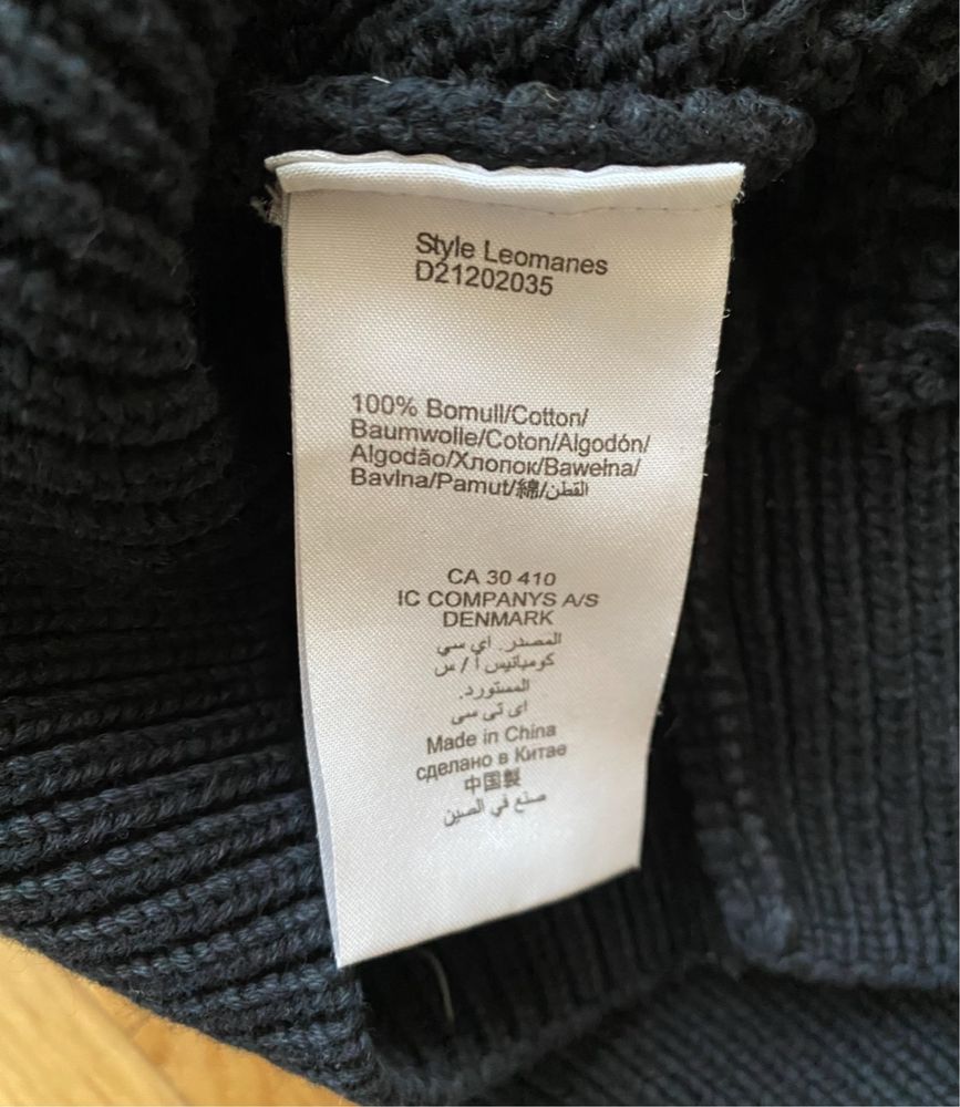 Czarny gruby męskie sweter 100% bawełna ciepły dekolt w serek