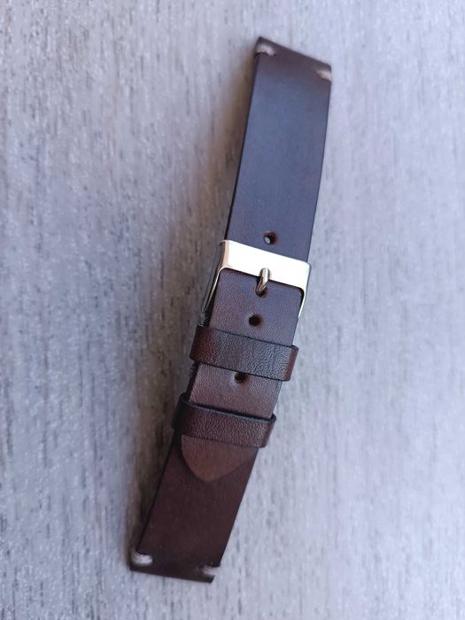 Skórzany pasek zegarka 21/20 mm brąz wenge S/M