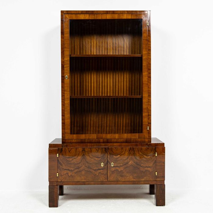Serwantka Art Deco Lata 30-40 Po Renowacji Witryna Orzech Biblioteka