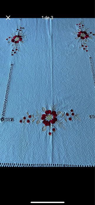 Toalha linho bordada