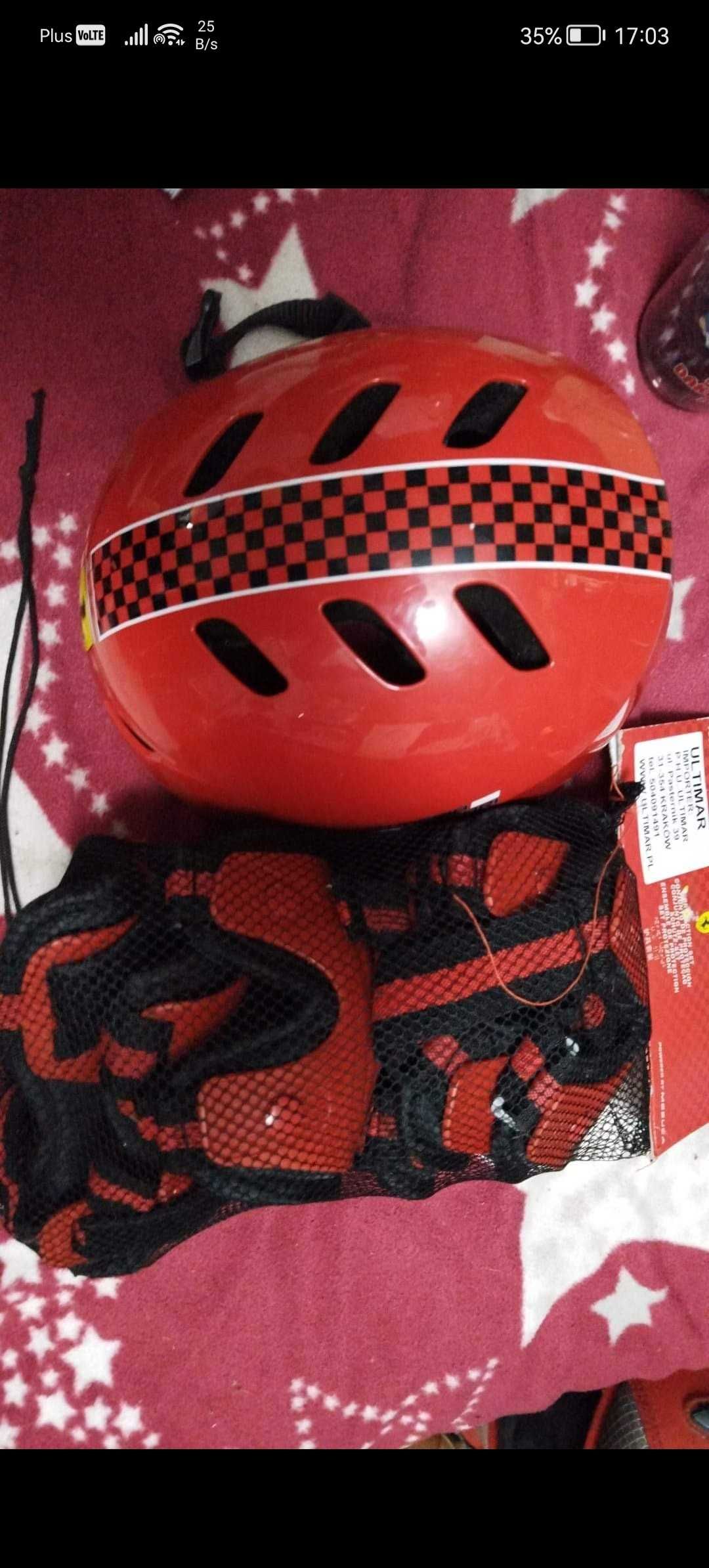 Zestaw ochraniaczy rowerowych + kask Ferrari