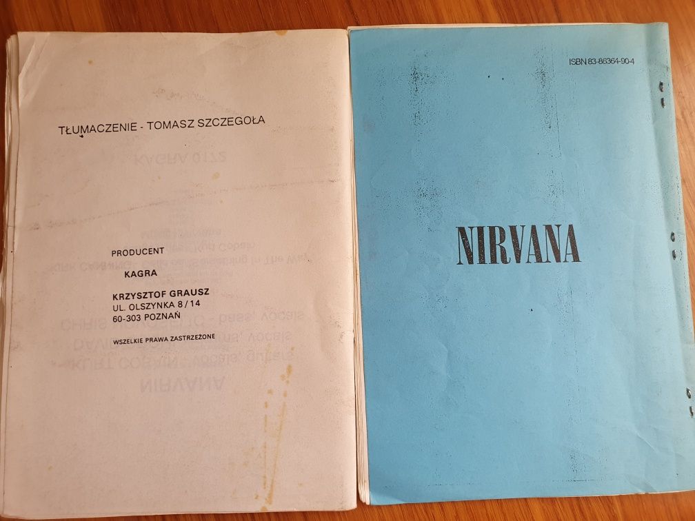 Nirvana - Nevermind 2 śpiewniki z tekstami piosenek z płyty Nevermind