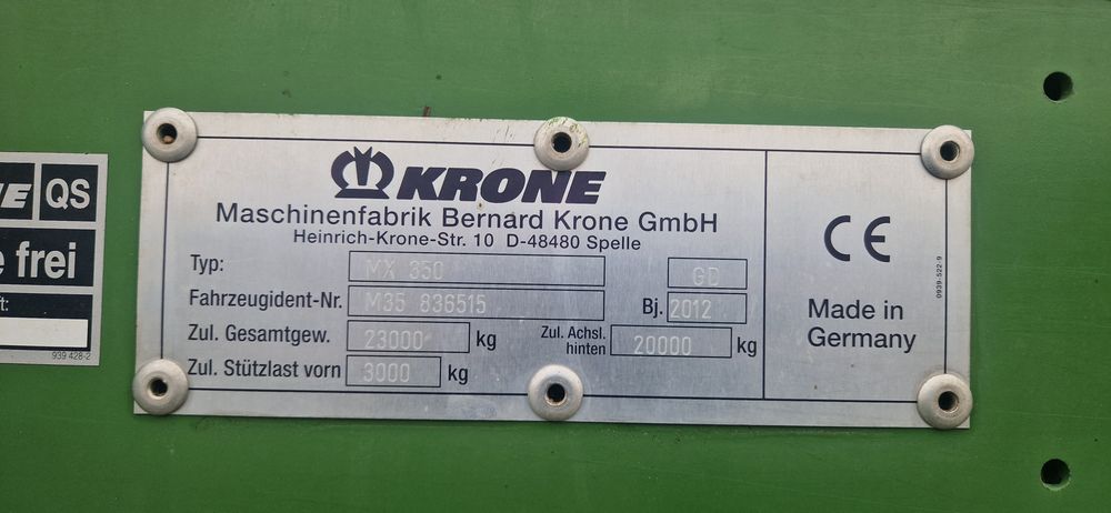 Przyczepa samozbierająca Krone MX350 GD