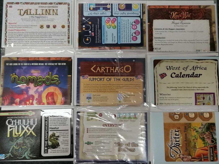 Mini-expansões (Promos) para jogos de tabuleiro (L-Z)