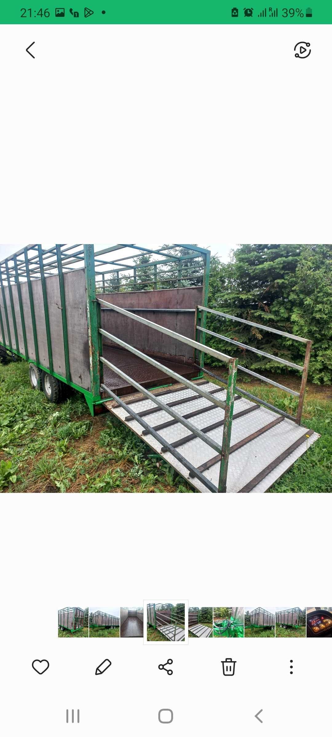 Przyczepa do przewozu zwierząt hydrauliczny zaczep 6.80x2.20