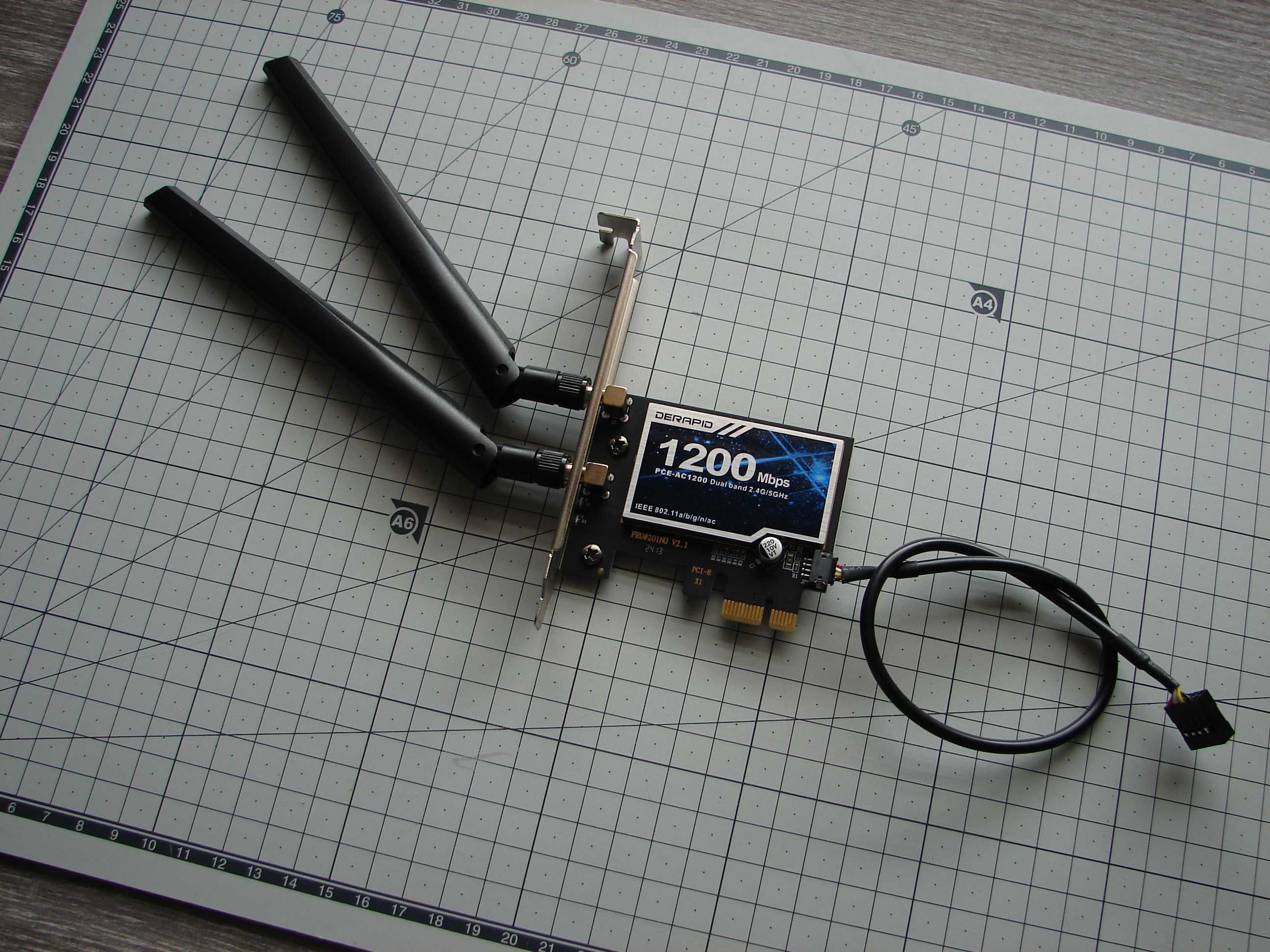 Karta sieciowa PCIE Derapid AC1200 WiFi 2.4GHZ/5Ghz Bluetooth 4.0