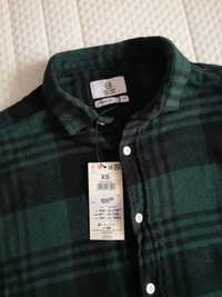 Koszula Cropp XS w kratę 100% bawełna czarno-zielona NOWA