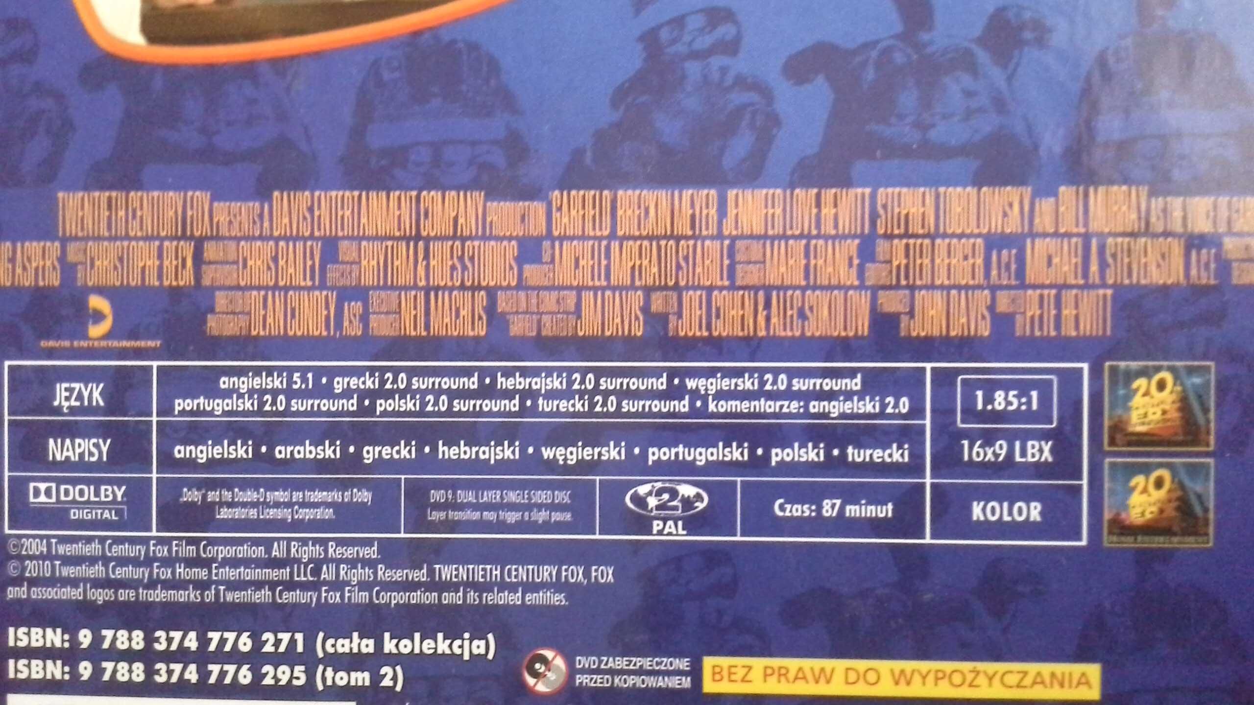 Garfield - film bajka dla dzieci i książka na DVD Nowe PL