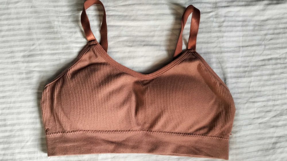 Топ в рубчик безшовний бежевий лиф топік