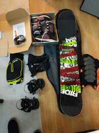 kit snowboard + fixações + botas