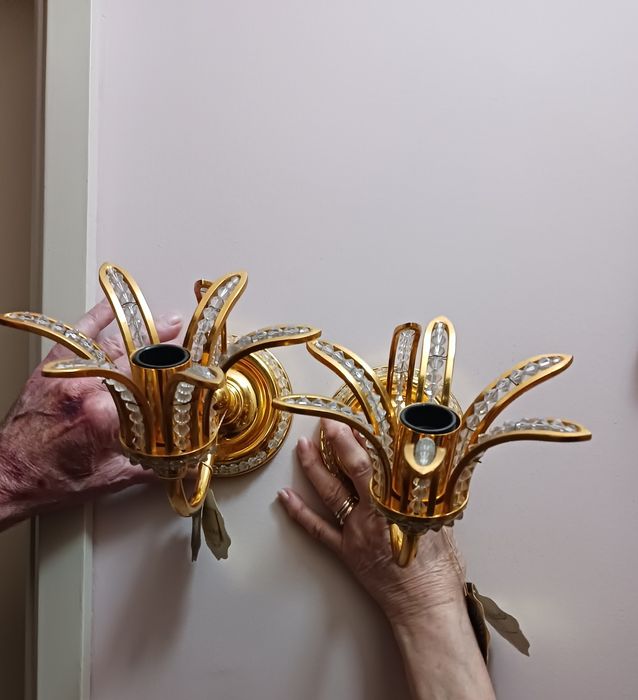 Apliques pétalas de cristal NOVOS com banho de ouro