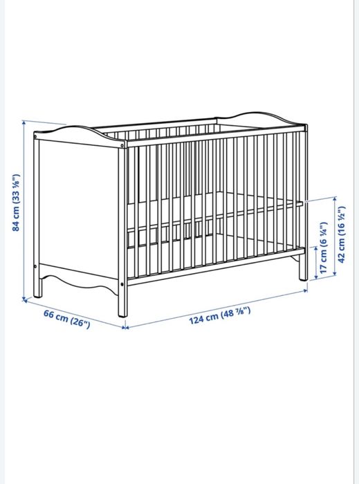 łóżeczko dziecięce Ikea Smagora + materac 120x60, białe łóżeczko