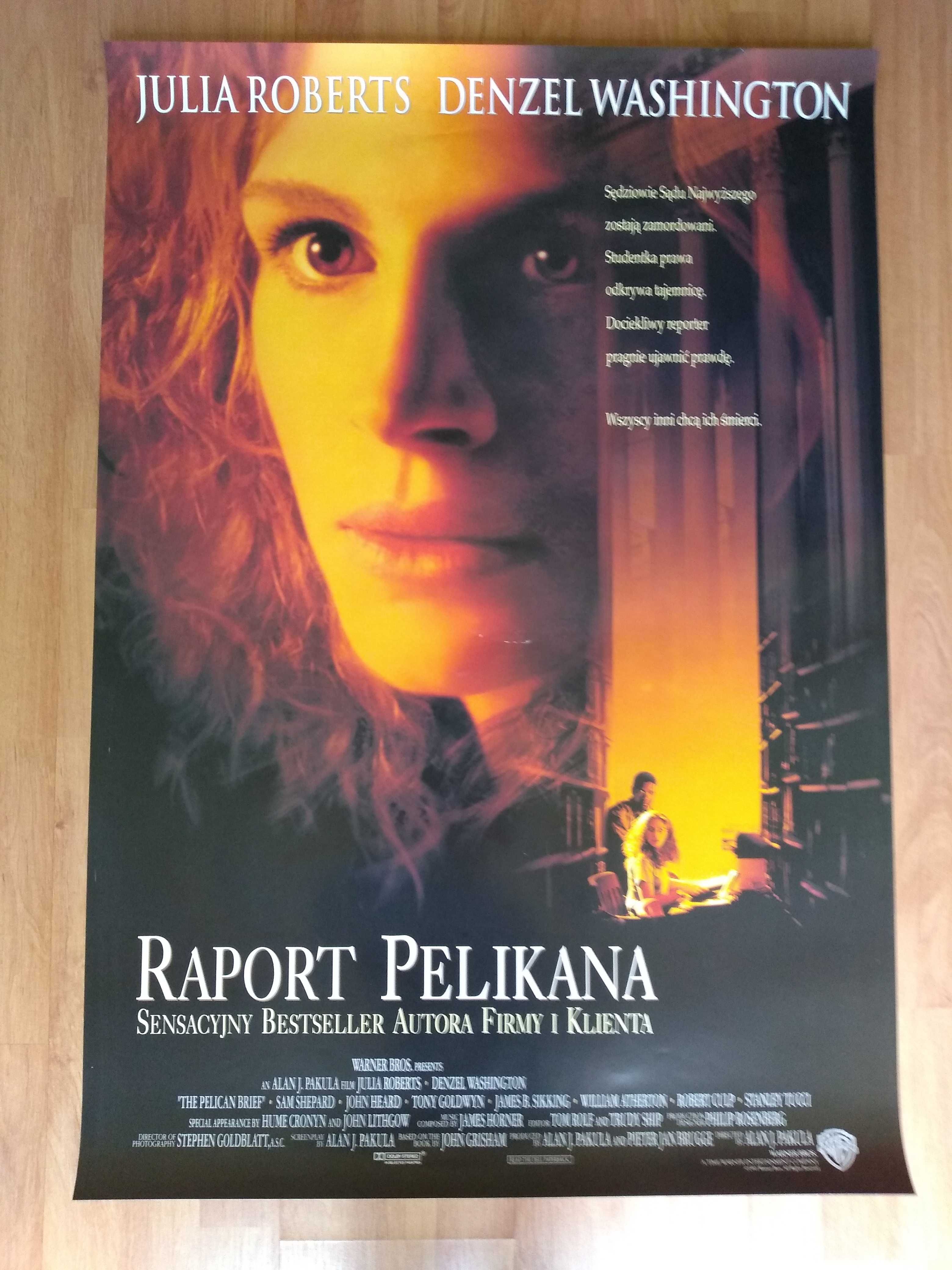 Plakat filmowy Raport Pelikana. Julia Roberts. Oryginał z 1994 roku.