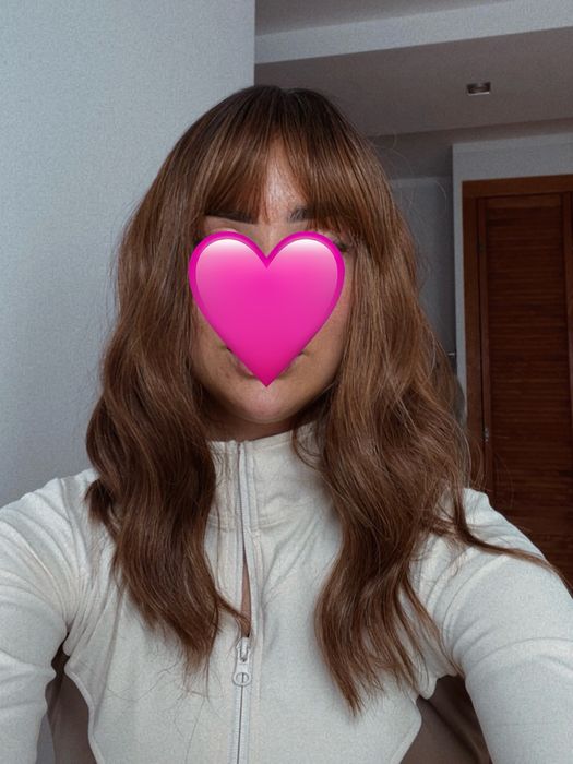 Rude włosy fale loki  grzywka peruka dla kobiet gęsta ciepły odcień