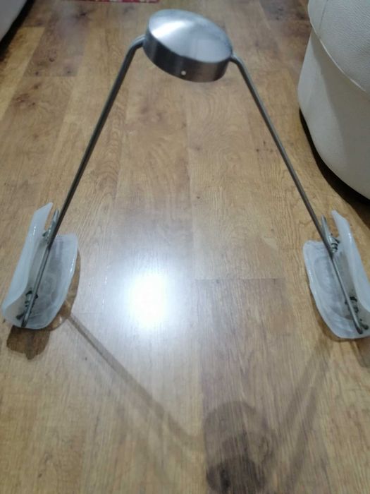 Candeeiro de teto em vidro fosco extensível, inox