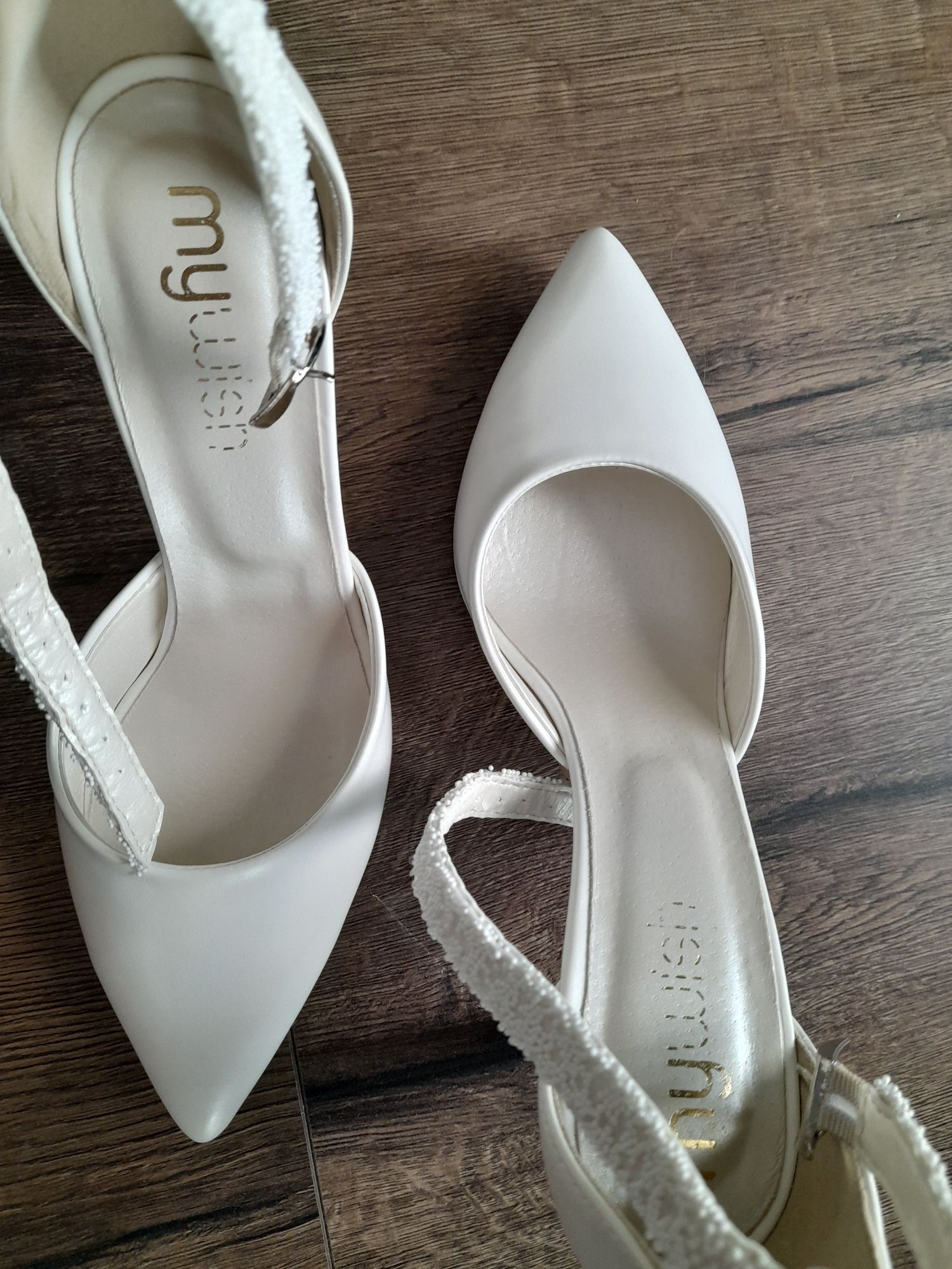 Buty ślubne, białe 8cm