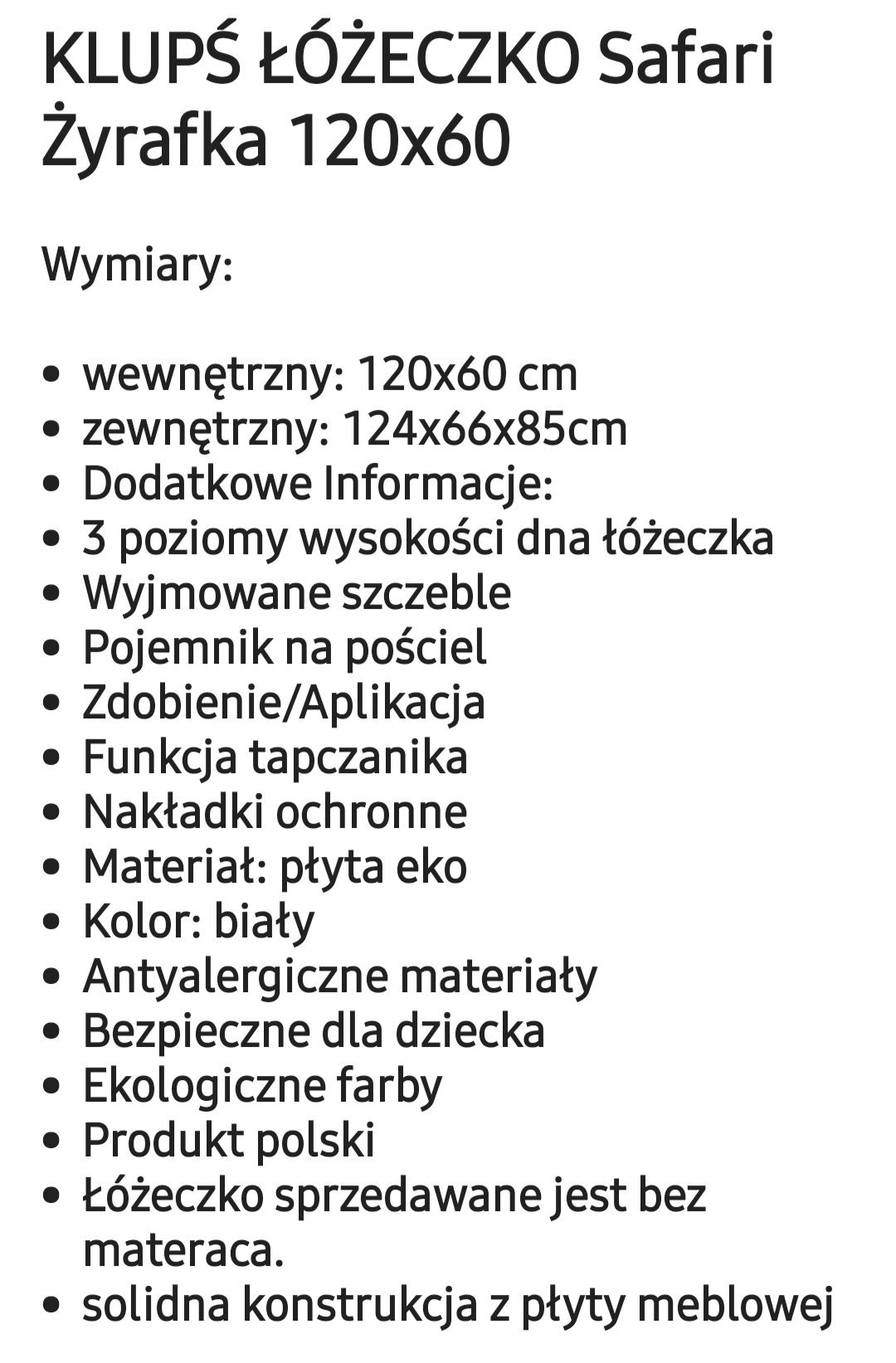 Łóżeczko dziecięce+Warkocz