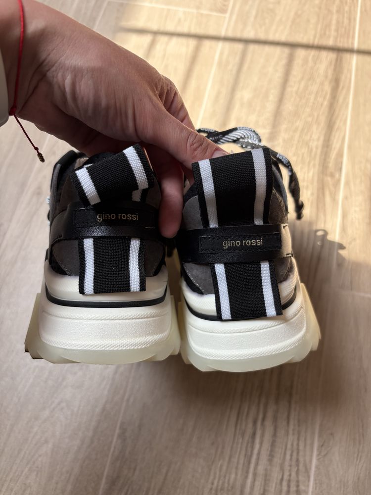 Czarne sneakersy Gino Rossi Sport 37, skórzane ugly shoes