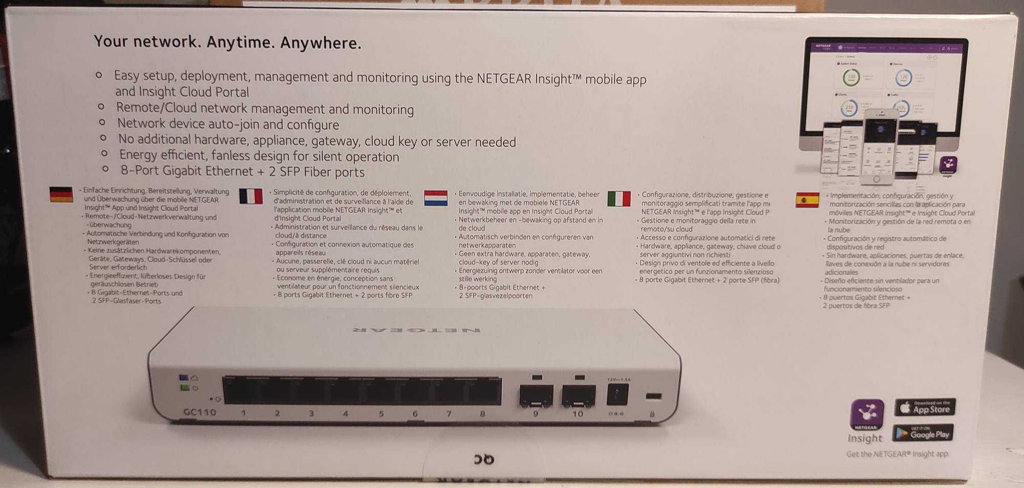 Switch NETGEAR GC110 Managed Gigabit Ethernet | 8 portów + 2 SFP