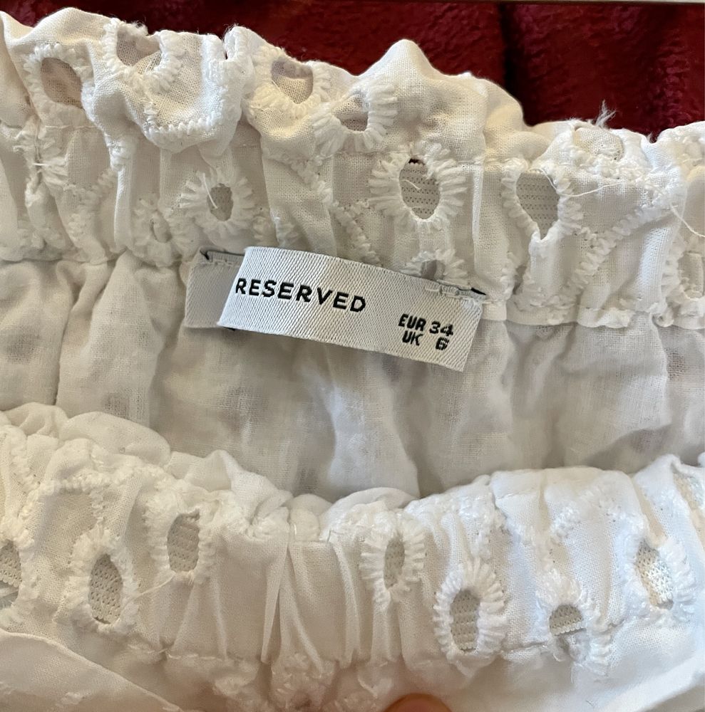 RESERVED / sukienka biała ażurowa hiszpanka biała / 34 XS 36
