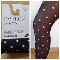 Nowe rajstopy Calzedonia s/m czarne w białe kropki grochy dots 30 den