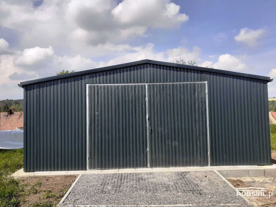 Garaż blaszany, blaszak 6x5 - antracyt, dach dwuspadowy montaż GRATIS!