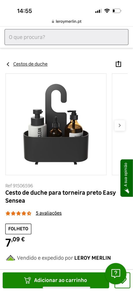 Cesto de duche preto NOVO