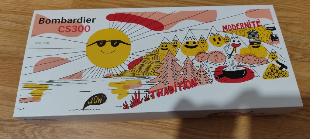 Modelo Suíço Bombardier CS300 – SWISSxFichtre Romandie Livery (1:100)