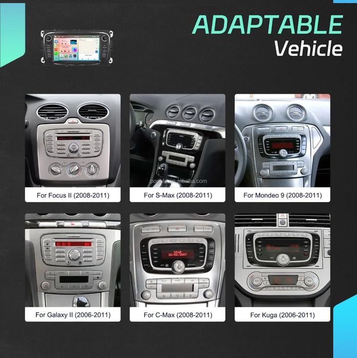 Rádio Ford Focus S-Max Galaxy Kuga Android Auto Carplay 4/64GB WiFi BT