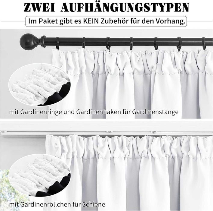 PONY DANCE Białe zasłony, zestaw 2 szt., wys. 245 x szer. 140 cm