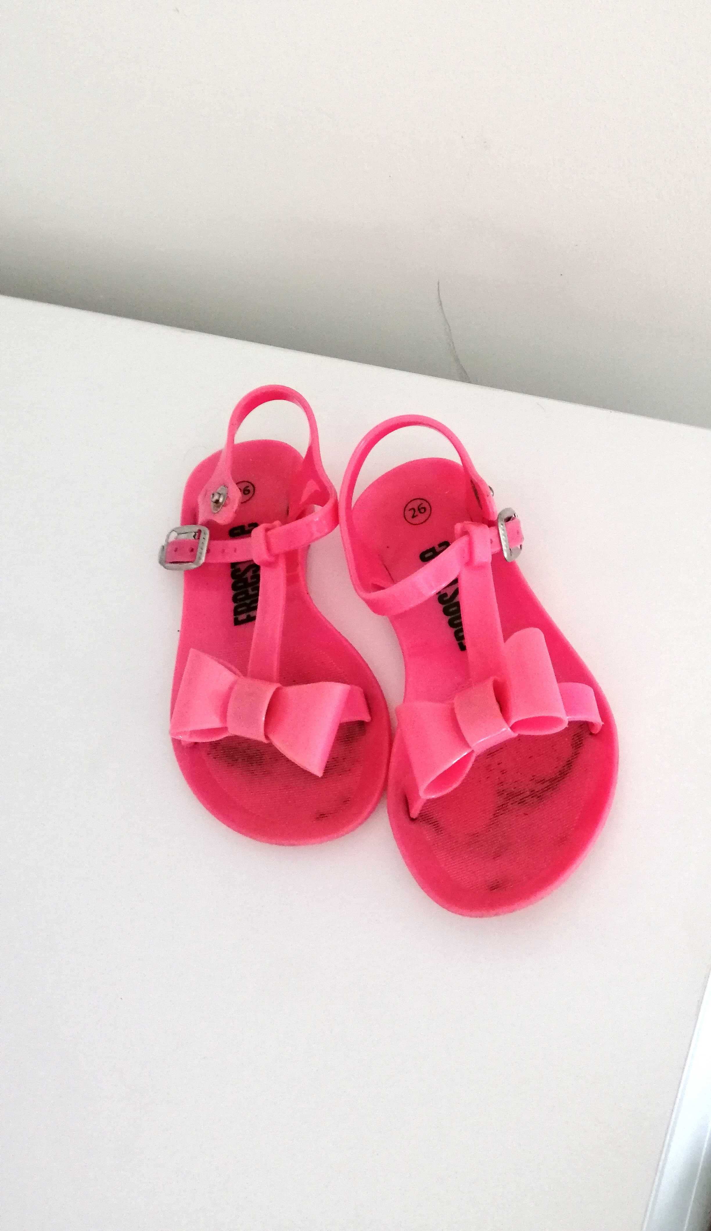 różowe klapki sandałki z kokardką dla dziewczynki 26 dziewczęce
