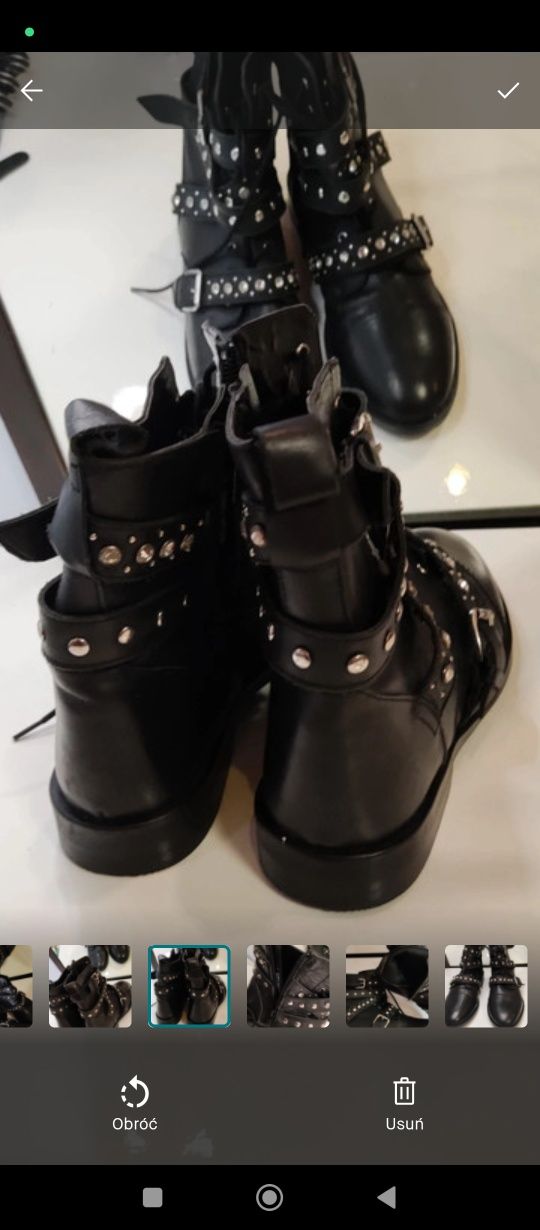R 38.5 Nowe skórzane buty Damskie Dorothy Perkins Black Metal ozdoba