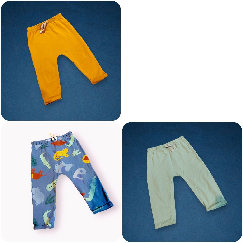 Legginsy, spodnie, haremki Tu 3-pak, zestaw, komplet  74-80