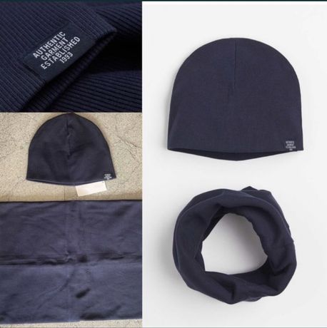 Набір хомут демісезонна шапка синя шарф h&m 4-5-6