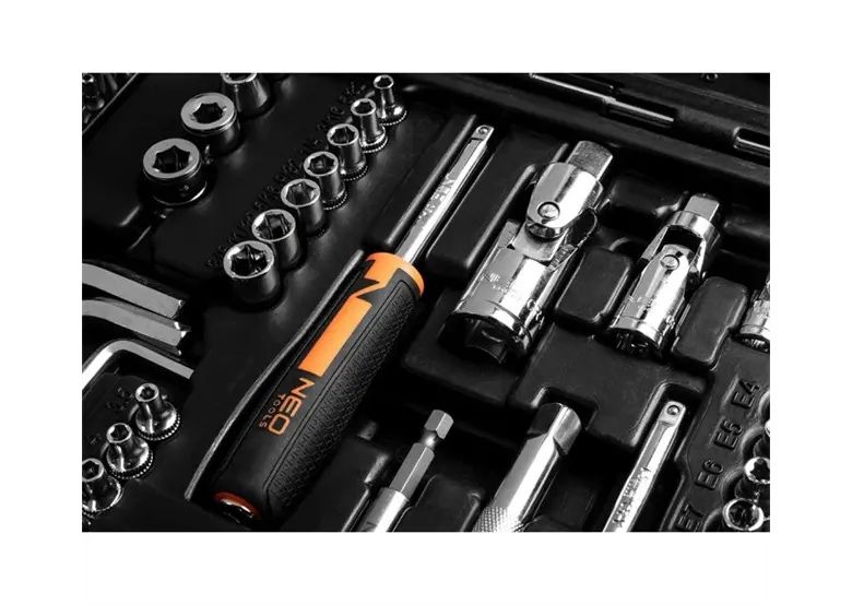 Klucze nasadowe 1/2", 3/8", 1/4", zestaw 233 elementów Neo 10-078