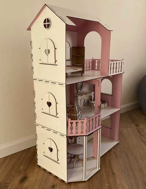 Будиночок для ляльок з меблями для кукол барбі великий дім