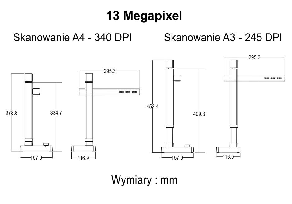 Profesjonalny skaner do dokumentów, format A3, A4 Czur Shine Ultra