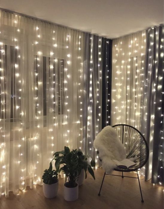 Nowa kurtyna girlanda swietlna lampki cieple swiatlo led