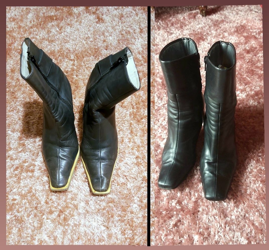 2 pares de botins em pele genuína