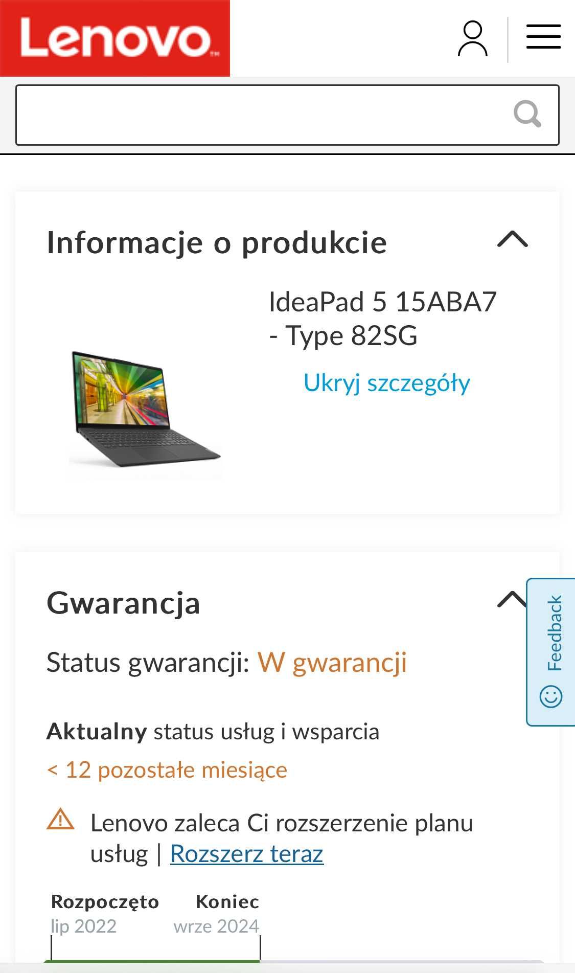 Jak Nowy! Laptop Lenovo IdeaPad 5 15ABA7 Ryzen 5/16GB/512GB/Radeon/W11