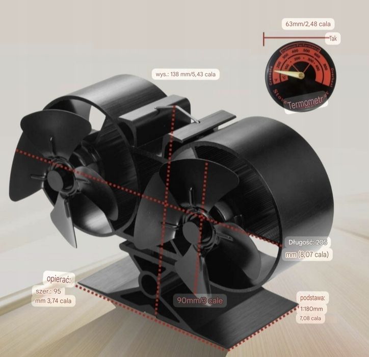 Wentylator Kominkowy Podwójny Bez Uzycia Pradu