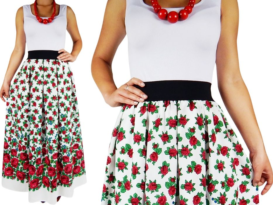 Spódnica góralska ludowa cleo folkowa folk maxi długa słowiańska