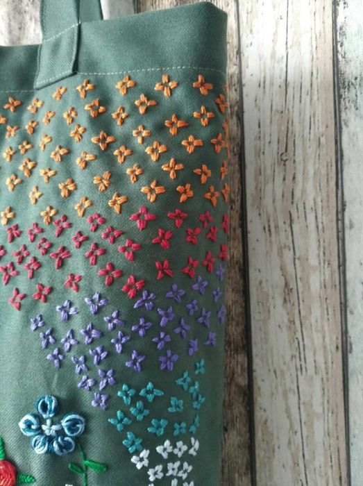 Torba na zakupy, haft ręczny