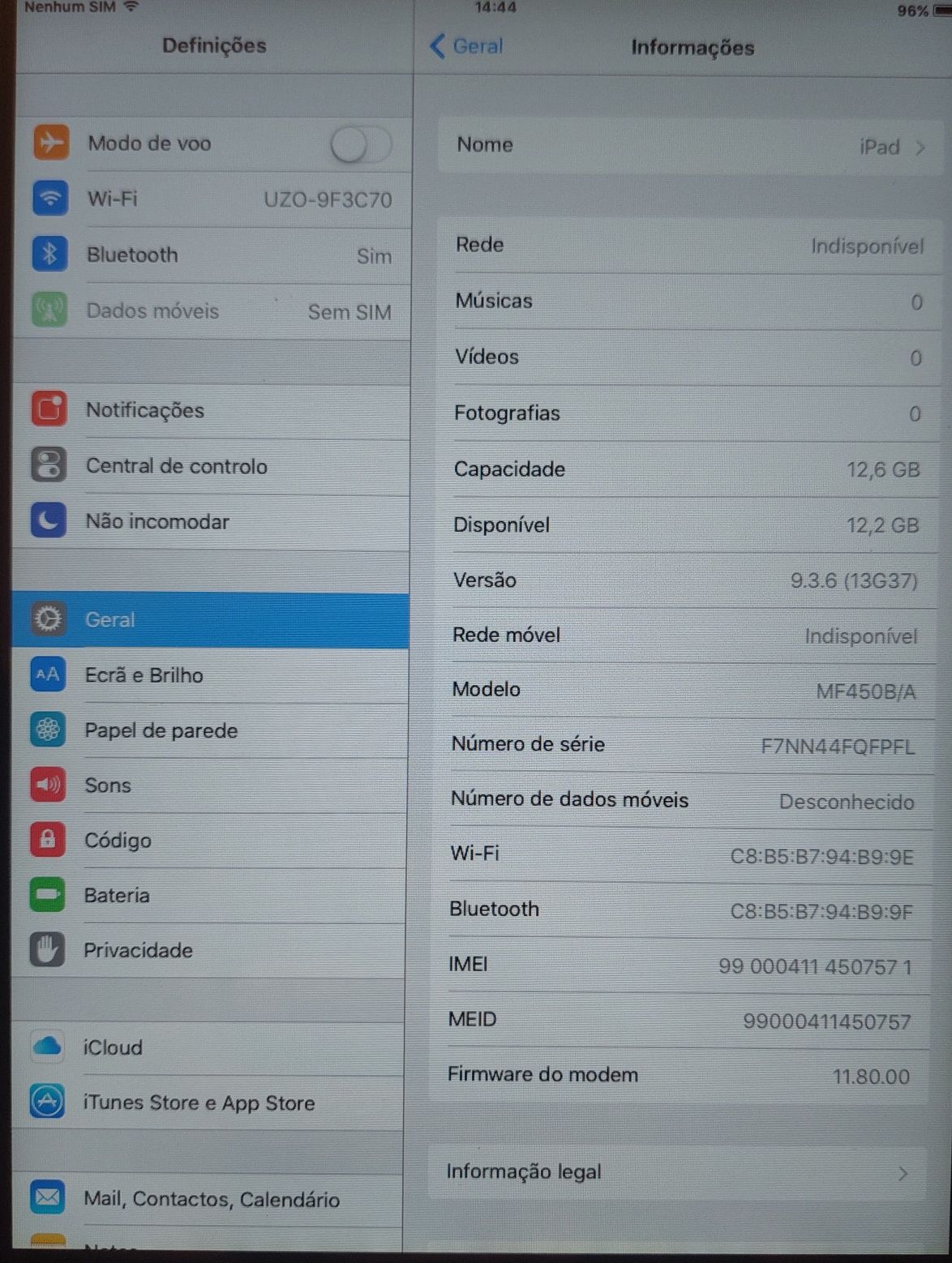 Apple Ipad mini modelo A1455 8" - com carregador