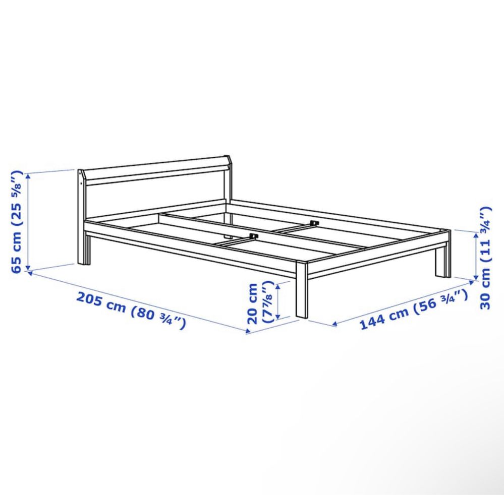 Rama łóżka 140x200, drewniana sosnowa Ikea