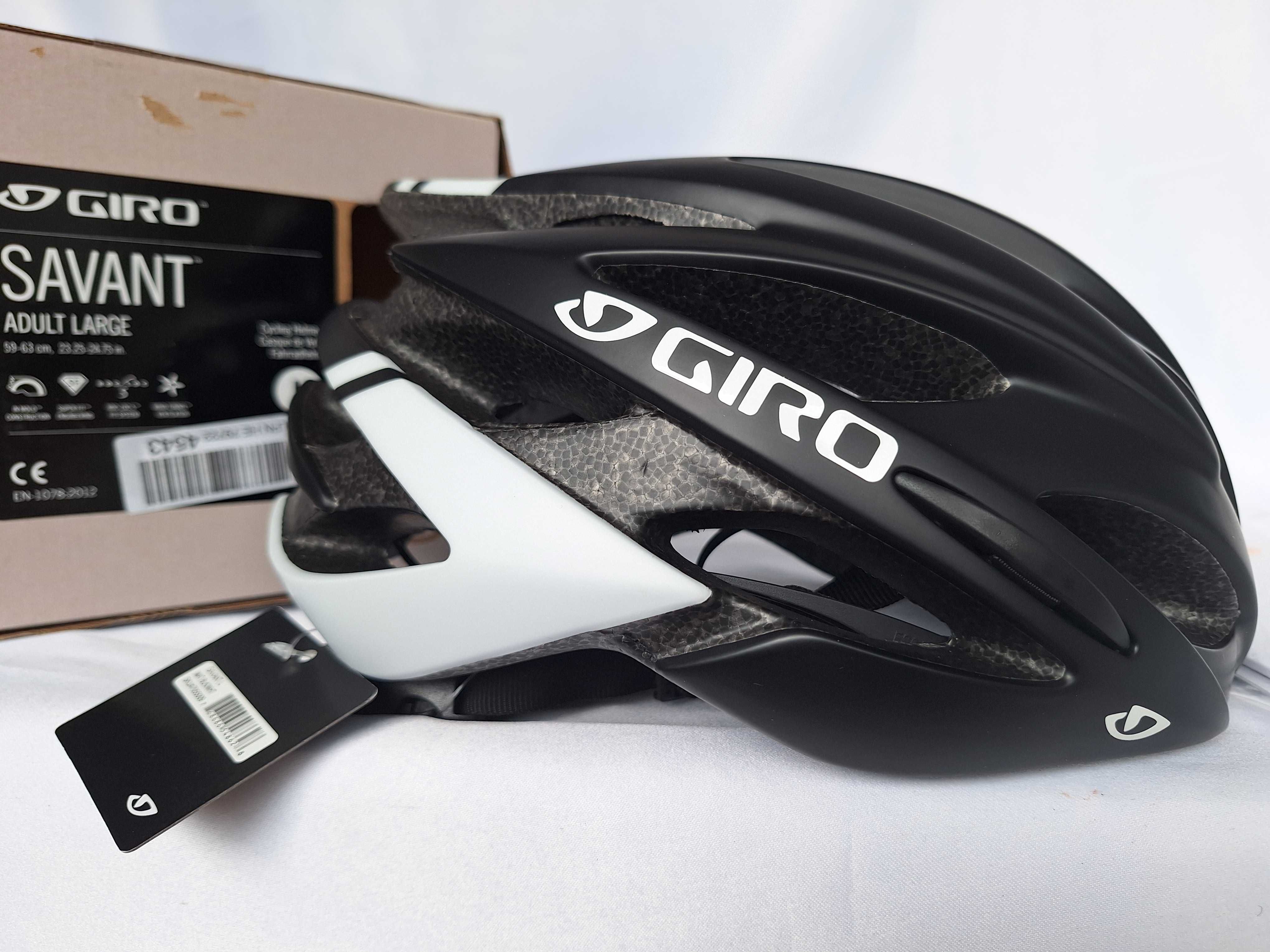 Kask rowerowy szosowy Giro Savant Black White L 59-63cm