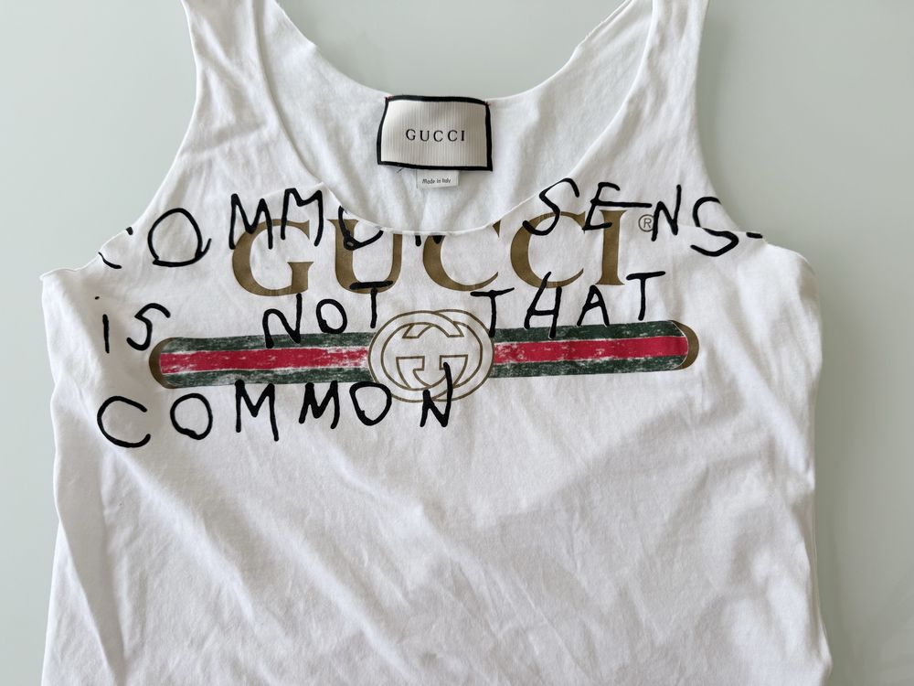 Gucci biala bluzka top z nadrukiem L